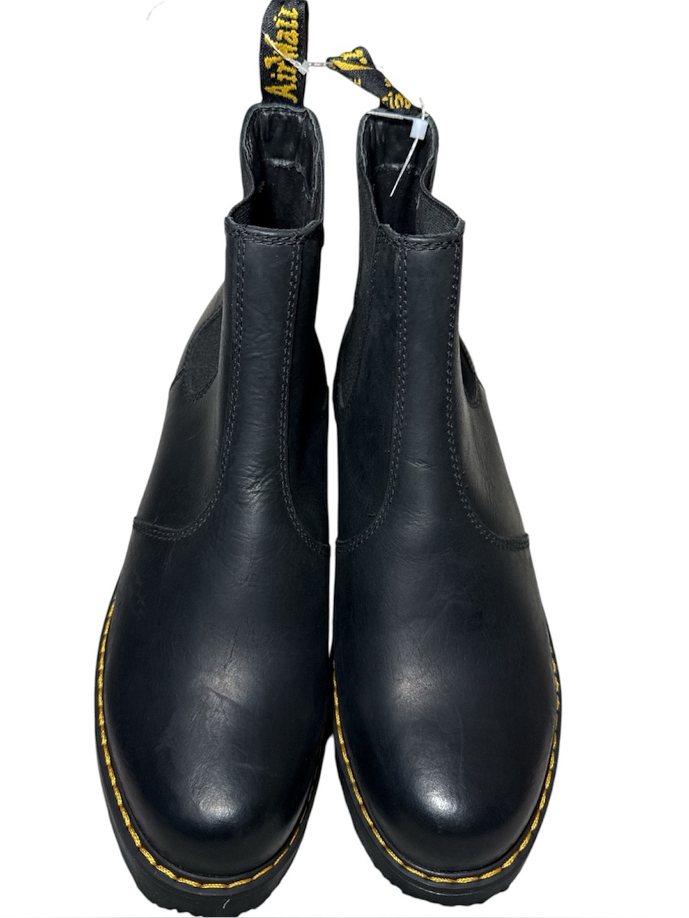 Dr. Martens Black Leather Rometty Boots with Yellow Stitching Size: 10